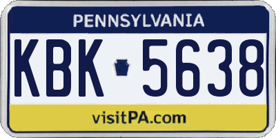 PA license plate KBK5638