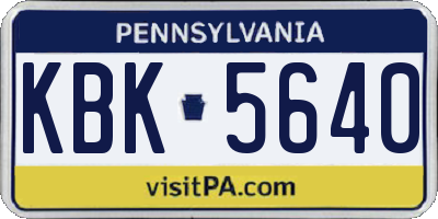 PA license plate KBK5640