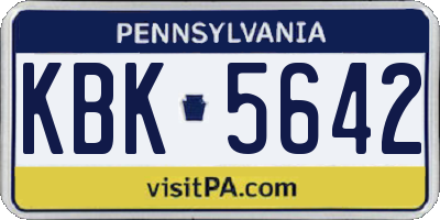 PA license plate KBK5642