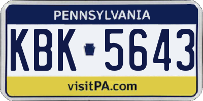 PA license plate KBK5643
