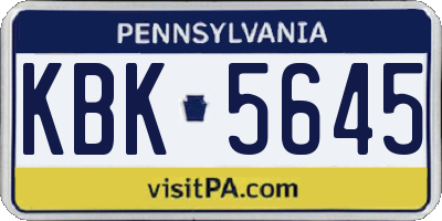 PA license plate KBK5645