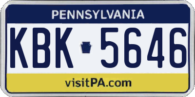 PA license plate KBK5646