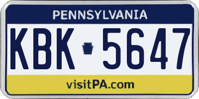 PA license plate KBK5647