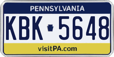 PA license plate KBK5648