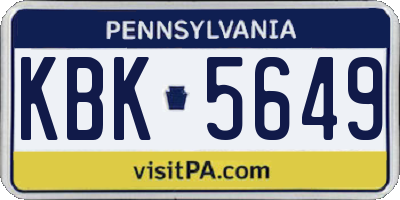 PA license plate KBK5649