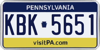PA license plate KBK5651