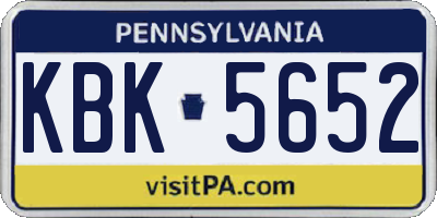 PA license plate KBK5652
