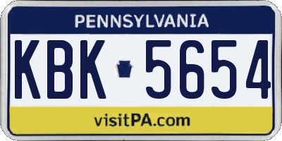 PA license plate KBK5654