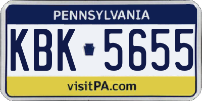 PA license plate KBK5655