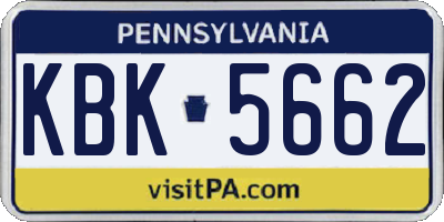 PA license plate KBK5662