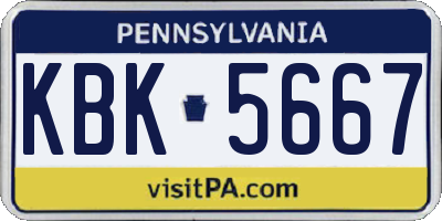 PA license plate KBK5667