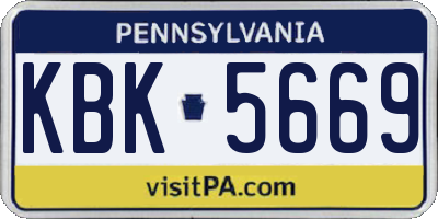 PA license plate KBK5669