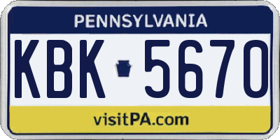 PA license plate KBK5670