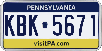PA license plate KBK5671