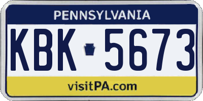 PA license plate KBK5673