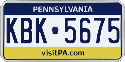 PA license plate KBK5675