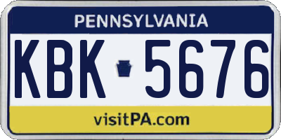 PA license plate KBK5676