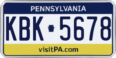 PA license plate KBK5678