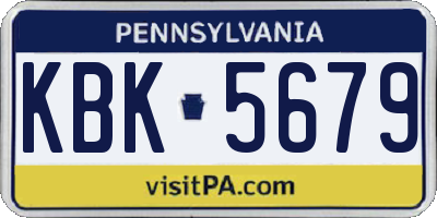 PA license plate KBK5679