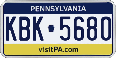 PA license plate KBK5680