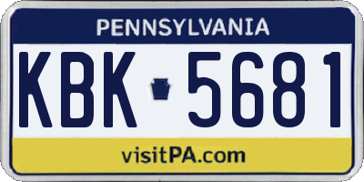 PA license plate KBK5681