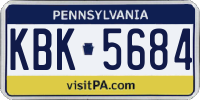 PA license plate KBK5684