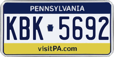 PA license plate KBK5692