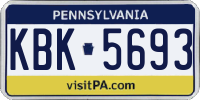 PA license plate KBK5693