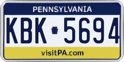 PA license plate KBK5694
