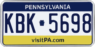 PA license plate KBK5698