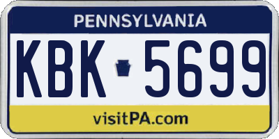PA license plate KBK5699
