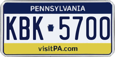 PA license plate KBK5700