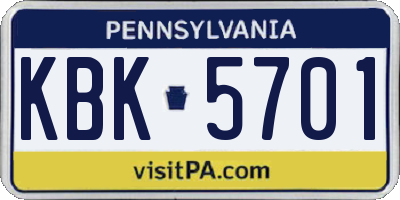PA license plate KBK5701