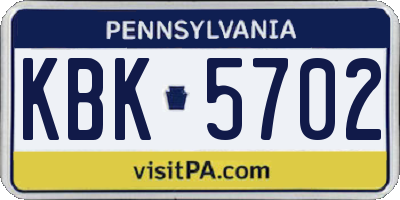 PA license plate KBK5702