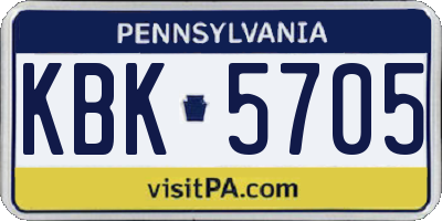 PA license plate KBK5705