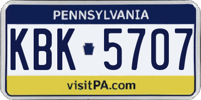 PA license plate KBK5707