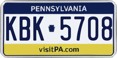 PA license plate KBK5708