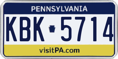 PA license plate KBK5714
