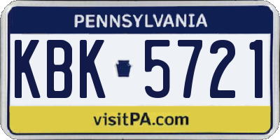 PA license plate KBK5721
