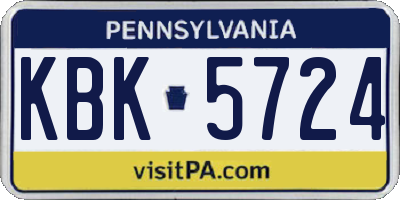 PA license plate KBK5724