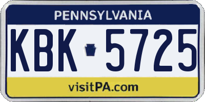 PA license plate KBK5725