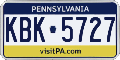 PA license plate KBK5727