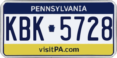 PA license plate KBK5728