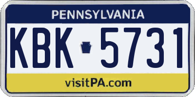 PA license plate KBK5731