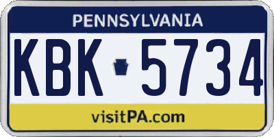 PA license plate KBK5734