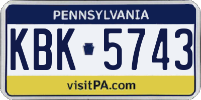 PA license plate KBK5743