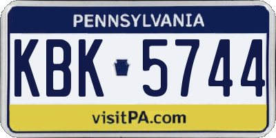 PA license plate KBK5744
