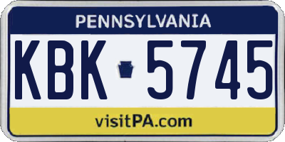 PA license plate KBK5745