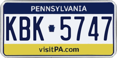 PA license plate KBK5747