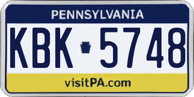 PA license plate KBK5748